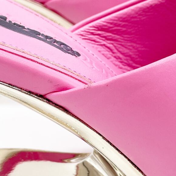 Alexander McQueen Arc Calfskin Wedge Mules Sandals Pink Leather EU 37.5 US 7.5 - Picture 12 of 14